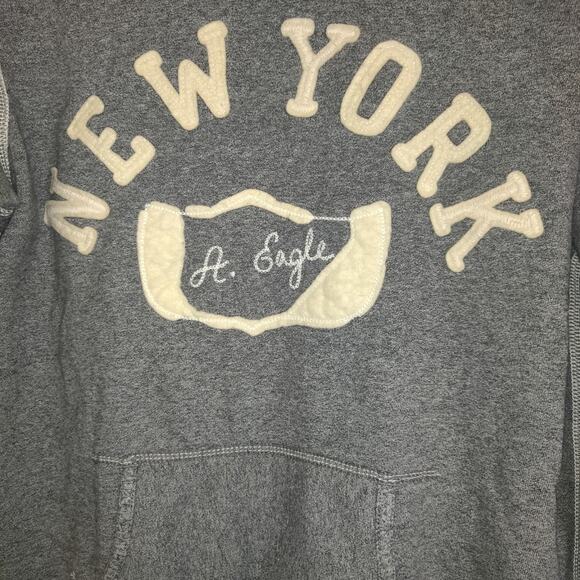 Vintage Y2K American Eagle Gray Hoodie Womens L Chain Embroidery NEW YORK - Picture 3 of 16